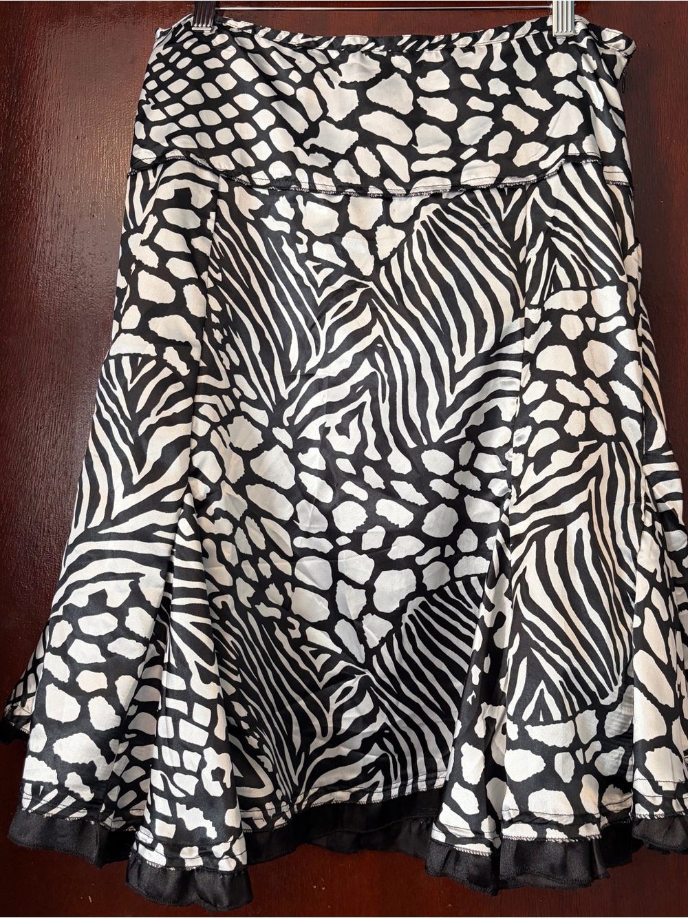 Black & White Animal-Print A-Line Skirt